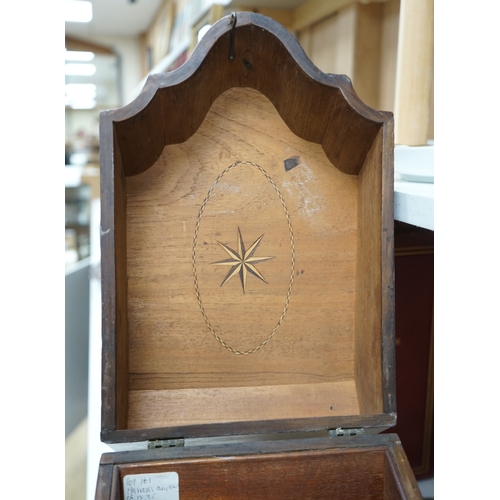 1364 - A George III mahogany shell inlaid knife box, converted to a stationery box, 36.5cm high at the back... 