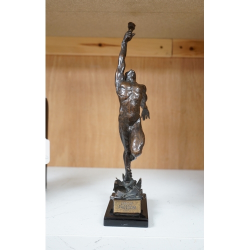 1375 - Enzo Plazzotta, (Italian 1921-1981) dark patinated bronze Spirit of Freedom, 34cm. Condition - goo... 