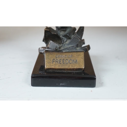 1375 - Enzo Plazzotta, (Italian 1921-1981) dark patinated bronze Spirit of Freedom, 34cm. Condition - goo... 