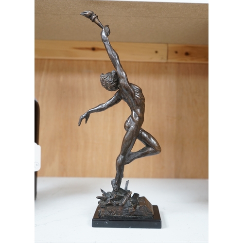 1375 - Enzo Plazzotta, (Italian 1921-1981) dark patinated bronze Spirit of Freedom, 34cm. Condition - goo... 