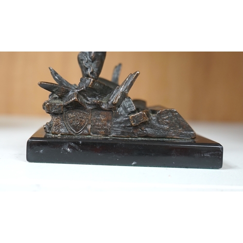 1375 - Enzo Plazzotta, (Italian 1921-1981) dark patinated bronze Spirit of Freedom, 34cm. Condition - goo... 