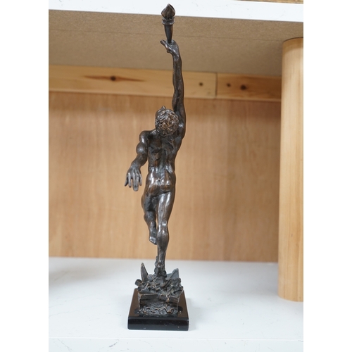 1375 - Enzo Plazzotta, (Italian 1921-1981) dark patinated bronze Spirit of Freedom, 34cm. Condition - goo... 