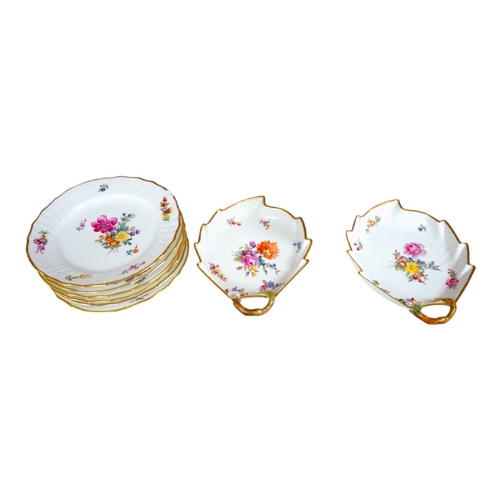 1382 - A 19th century Copenhagen flower painted eight piece part dessert service. Condition - fair to good... 