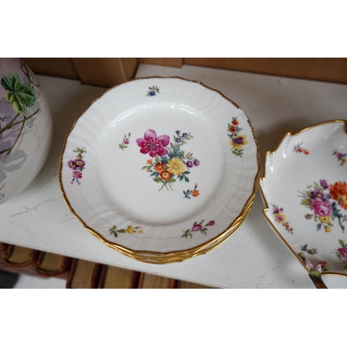 1382 - A 19th century Copenhagen flower painted eight piece part dessert service. Condition - fair to good... 