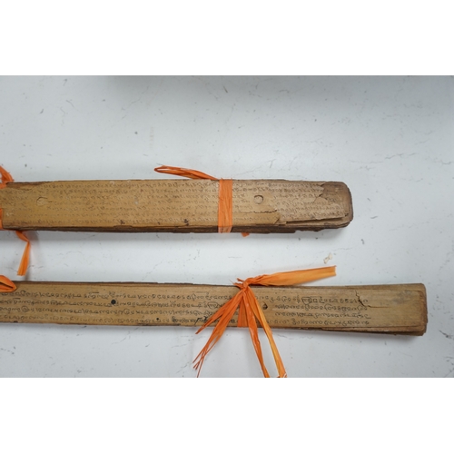 1390 - Two Thai or Burmese palm leaf prayer manuscripts. Condition - poor to fair