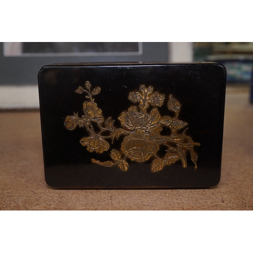 1433 - A George III tortoiseshell and gilt metal inlaid ivory portrait miniature snuff box and another port... 