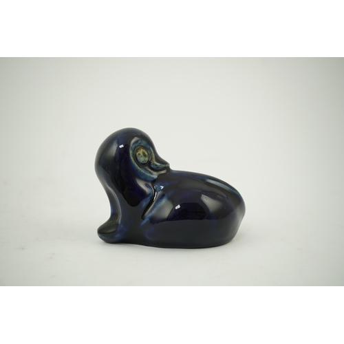 1446 - A Royal Doulton stoneware grotesque blue glazed 'duck' by Mark V. Marshall, 9cm wide. Condition - go... 