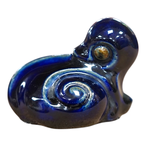 1446 - A Royal Doulton stoneware grotesque blue glazed 'duck' by Mark V. Marshall, 9cm wide. Condition - go... 