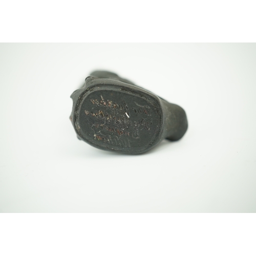 1460 - Attributed to Wedgwood, a black basalt intaglio fob seal, c.1809, modelled as an owl, inscribed For... 