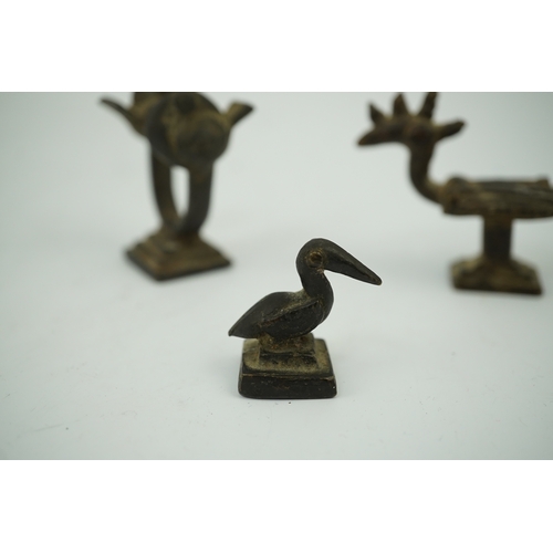 1468 - Three African bronze bird gold weights, largest 6cm wide. Condition - good