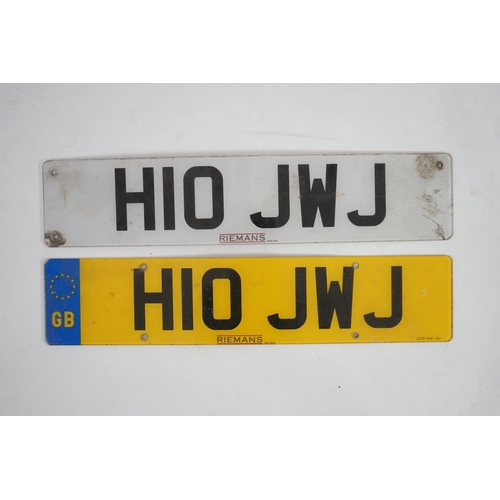 1497 - Number plate HIO JWJ, on retention. Condition - as per online images