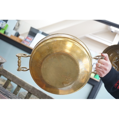 1498 - A Middle Eastern brass 'Mangal' brazier, with pierced decoration, 60cm high. Condition - good