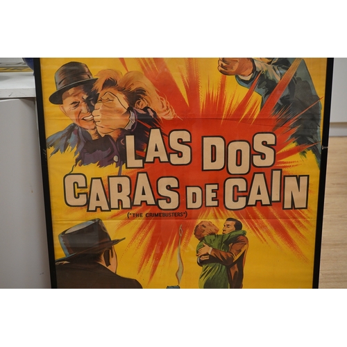 1500 - An Argentinian framed 1960s film poster for Las Dos Caras de Cain (The Crimebusters), 1962. Conditio... 