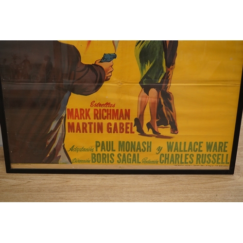 1500 - An Argentinian framed 1960s film poster for Las Dos Caras de Cain (The Crimebusters), 1962. Conditio... 