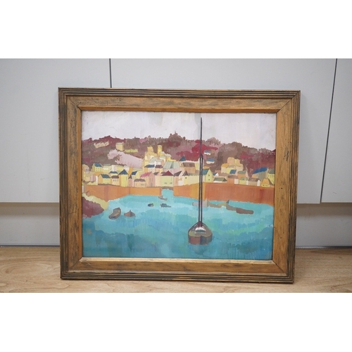 1707 - Modern British, oil on board, Harbour scene with fishing boats, unsigned, 34 x 44cm. Condition - goo... 