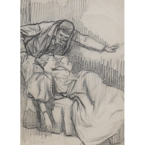 1717 - Attributed to Walter Sickert RA, RBA (1860-1942), charcoal, study of a reclining woman and gentleman... 