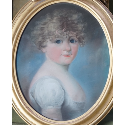 1740 - Early 19th century English School, pastel on paper, Portrait of a child, 31.5 x 25cm. Condition - go... 