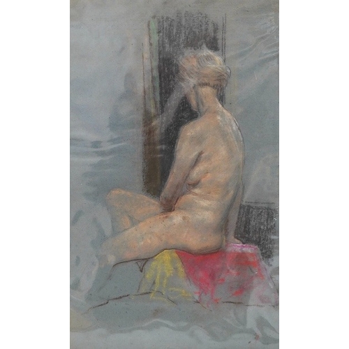 1746 - Two works comprising: 20th century School, pastel on paper, Study of a seated nude woman and a penci... 