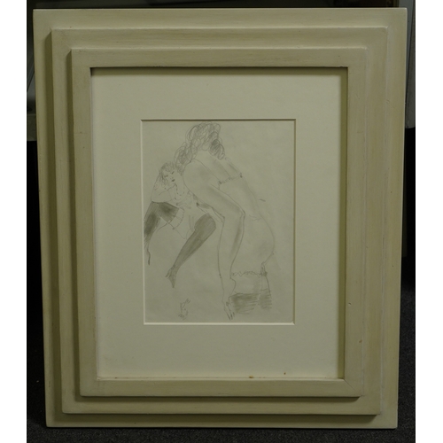 1752 - 20th century school, pencil, study of two nude women, indistinctly signed and dated, 28 x 20cm. Cond... 