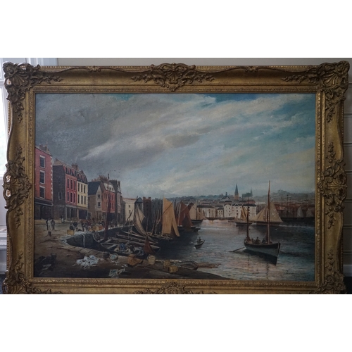 1783 - J.S. Guy (English, 19thC.), oil on canvas, 'Plymouth, Barbican', signed and titled, 60 x 90cm. Condi... 