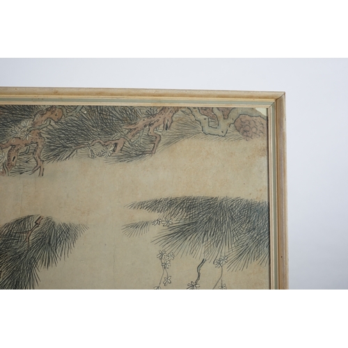 1807 - Chinese School, 19th century, a large ink and colour on paper, depicting the Daoist immortal Magu an... 