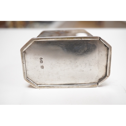 1825 - A late Victorian silver octagonal tea caddy, by Thomas Bradbury & Sons, London, 1895, 12.8cm and a D... 