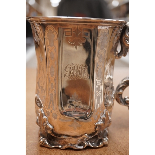 1830 - A large Victorian engraved silver christening mug, by Edward & John Barnard, London, 1856, 13.8cm, 1... 