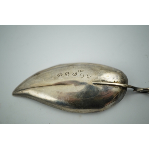 1844 - A George IV silver leaf shaped caddy spoon, maker I.T. Birmingham, 1823, 81mm. Condition - fair... 