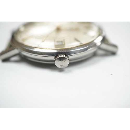 1903 - A gentleman's stainless steel Omega manual wind wrist watch, with baton numerals and date aperture, ... 