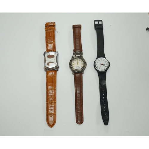 1904 - A group of assorted modern wrist watches including Sekonda, Camel and Timex Snoopy, together with tw... 