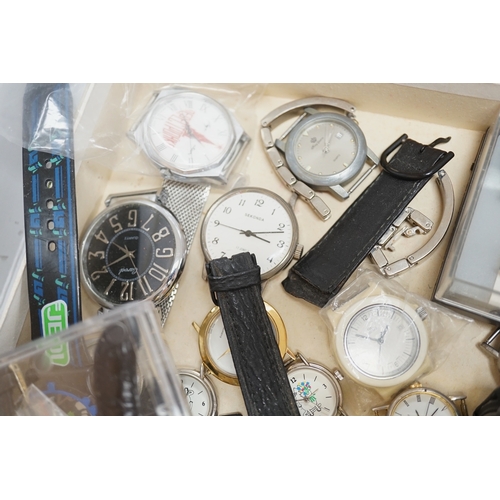 1904 - A group of assorted modern wrist watches including Sekonda, Camel and Timex Snoopy, together with tw... 