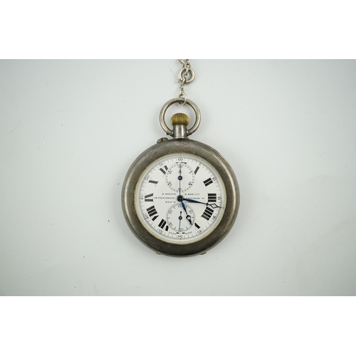 1919 - A George V silver open farce keyless pocket watch, by S. Smith & Son, with two subsidiary dials, cas... 