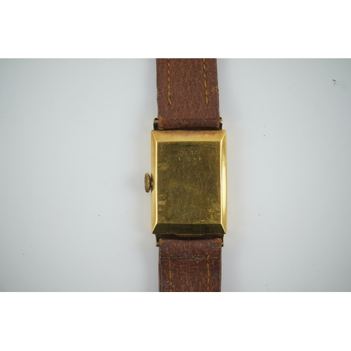 108 - A gentleman's 1930's 18ct gold Rolex Chronometre manual wind wrist watch, with rectangular Arabic di... 