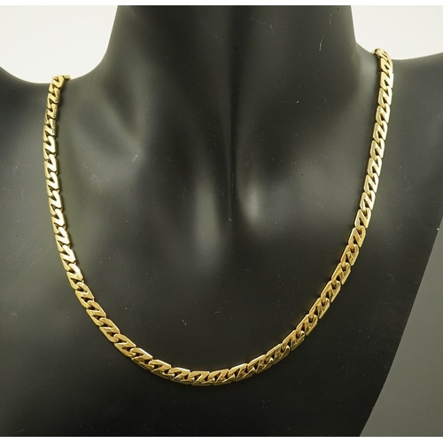 158 - A modern 18ct gold shaped link chain, 44cm, 37.9 grams.