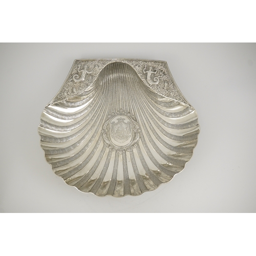 17 - A good large Victorian silver shell shaped basin, by John Samuel Hunt (Hunt & Roskell late Storr & M... 