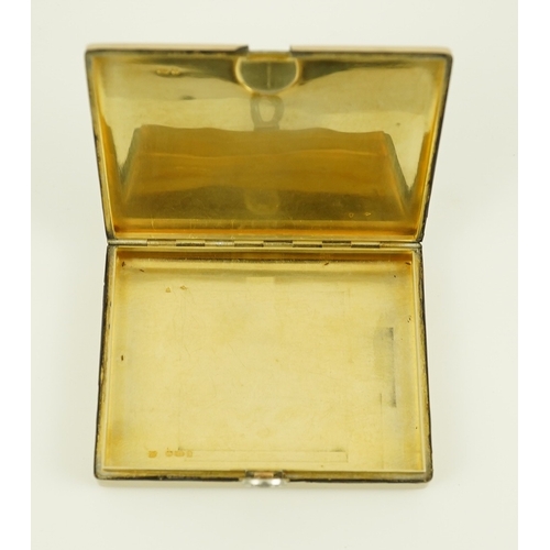 189 - A 1930's French Cartier silver gilt and cream enamel rectangular pill box, with diamond and multi ge... 