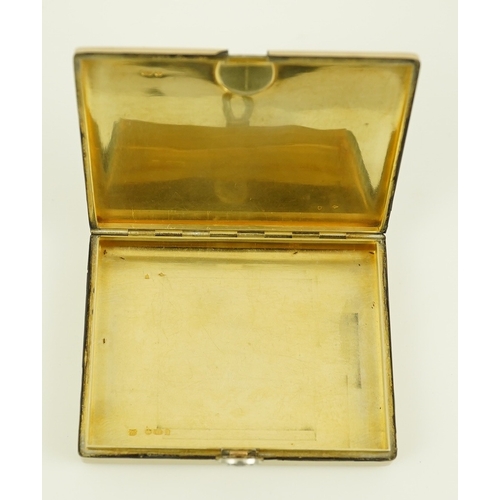 189 - A 1930's French Cartier silver gilt and cream enamel rectangular pill box, with diamond and multi ge... 