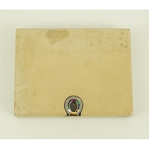 189 - A 1930's French Cartier silver gilt and cream enamel rectangular pill box, with diamond and multi ge... 