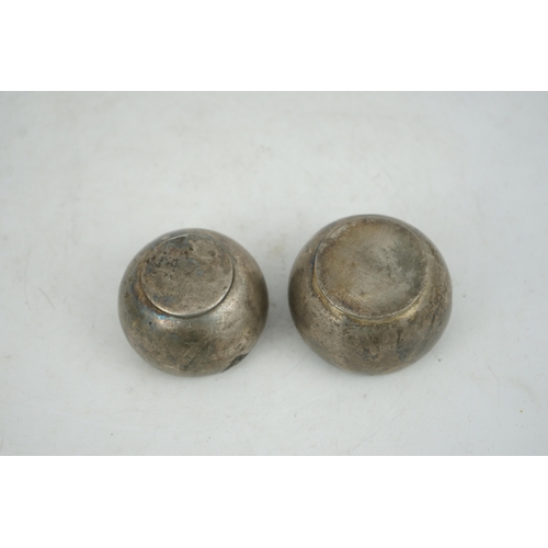 2 - Two silver aryballoi, lacking handles, Roman or Gandhara, c. late 1st century BC - early 1st century... 