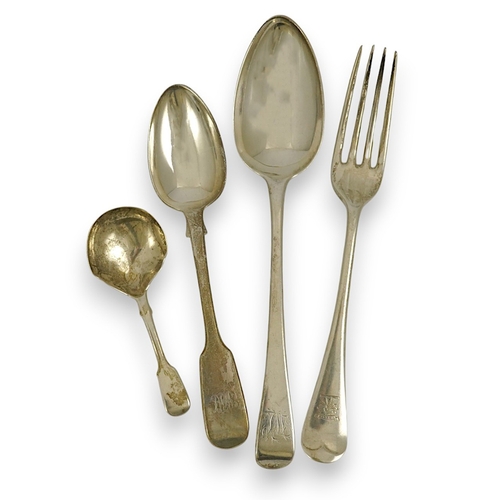 22 - A quantity of assorted mainly 19th century and later silver flatware, various dates and makers, 49.9... 