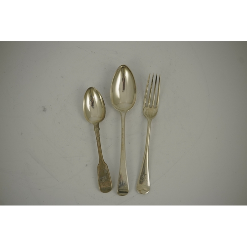 22 - A quantity of assorted mainly 19th century and later silver flatware, various dates and makers, 49.9... 