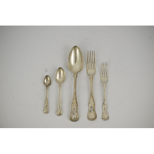 24 - A part canteen of Victorian Scottish silver single struck King's pattern flatware, by James MacKay, ... 