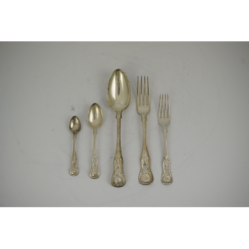 24 - A part canteen of Victorian Scottish silver single struck King's pattern flatware, by James MacKay, ... 