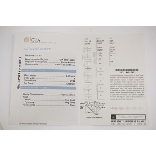 244 - A modern platinum and solitaire diamond set ring, with an accompanying GIA report dated 13/12/2011, ... 