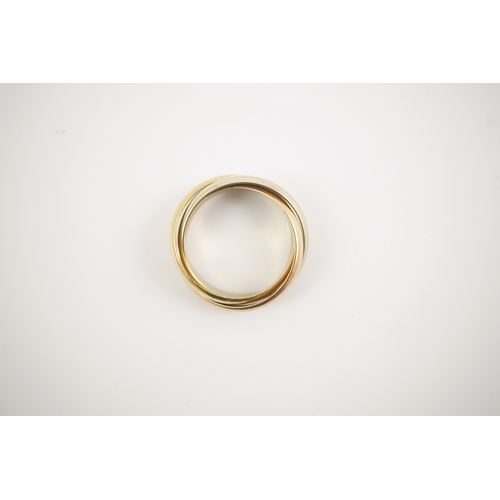 245 - A modern Must De Cartier three colour 18k gold triple band 'Russian' wedding ring, signed and number... 