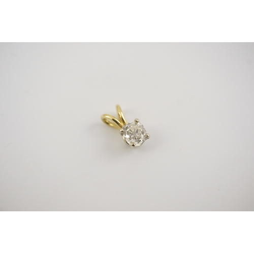 258 - A gold and solitaire diamond set small pendant, the old cut stone weighing approximately 0.80ct, ove... 