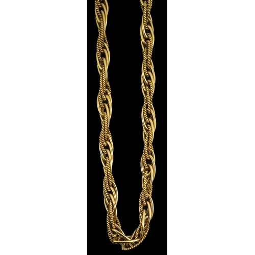 278 - A modern 9ct gold multi oval link interwoven necklace, 48cm, 24.9 grams.