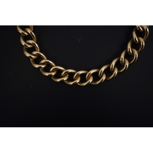 279 - A modern 9ct gold shaped oval link bracelet, 21cm, 38.5 grams.