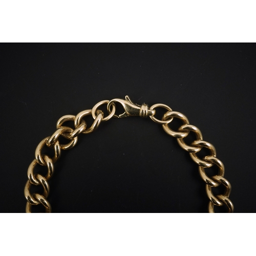 279 - A modern 9ct gold shaped oval link bracelet, 21cm, 38.5 grams.