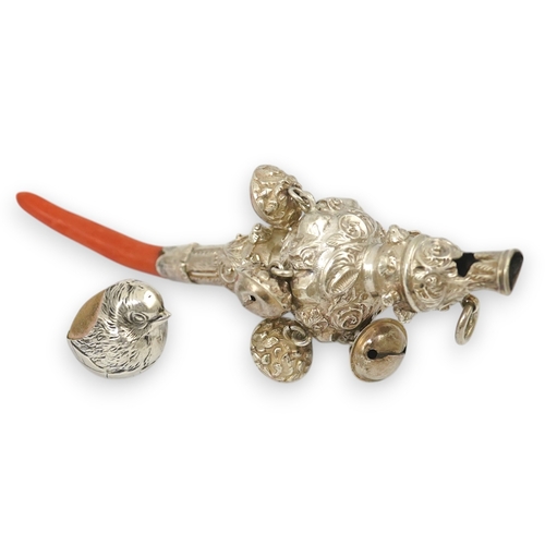 36 - A small Edwardian silver mounted 'hatching chick' pin cushion, Sampson Mordan & Co, Chester, 1907, h... 